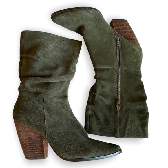 Green Suede Slouchy Boots 